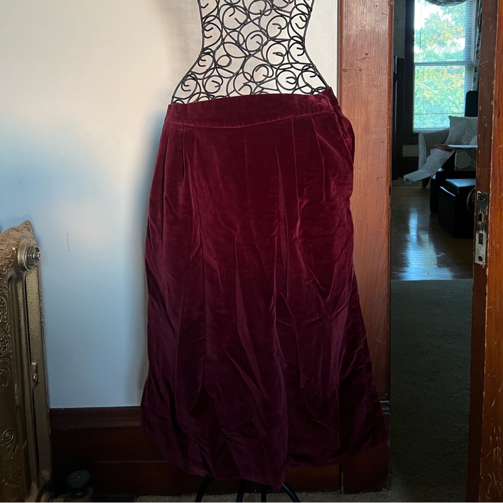 vintage maroon midi skirt